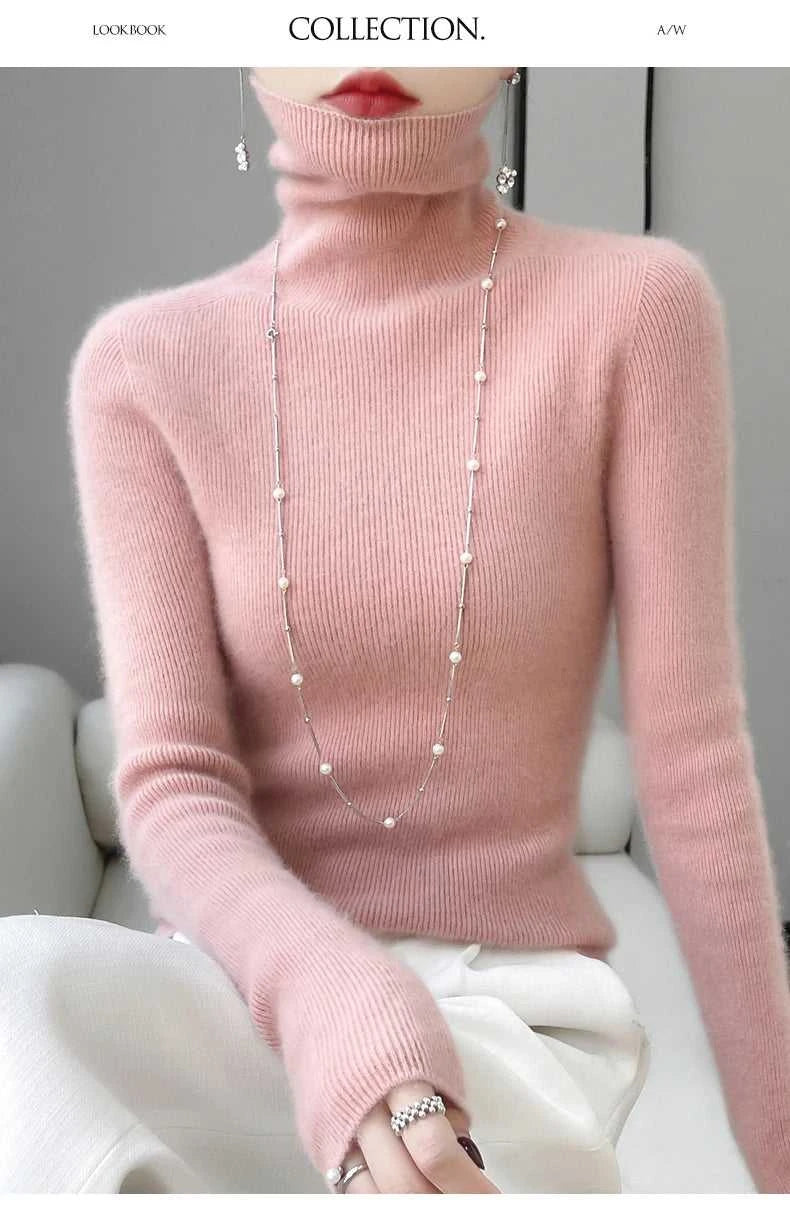 100% Merino Wool Long-sleeved Turtleneck Pullover Women's Autumn Winter Slim Sweater Basic Women's Clothes Cashmere Sweater The jack market .AU The jack market .AU Woman Fashion $ 75 14:1052#black;200007763:201336100;5:4182