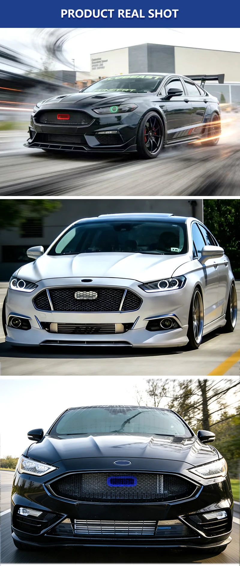 For Ford Mondeo Fusion MK5 Sedan 2013-2019 Big Mouth Air Inlet Tuyere Intake ABS Replacement Parts Auto Accessories