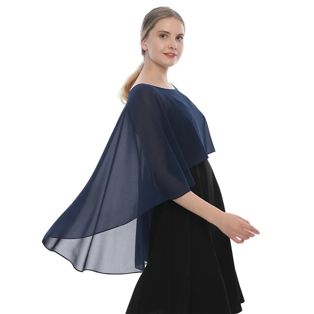 Women Chiffon Capes Shawl Ladies Evening Wedding Party Capes Shrug Ladies Bridal Lightweight Long Shawl and Wraps Dress Cover Up
