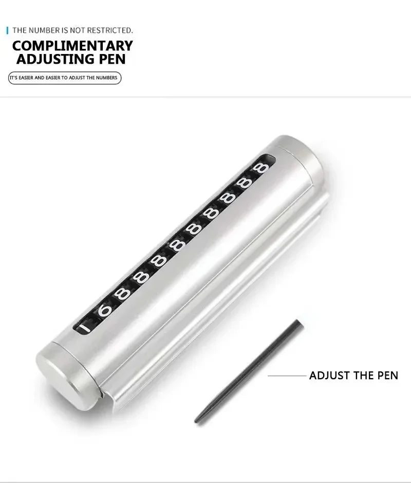 Car Temporary Parking Number Plate Black Aluminium Alloy Material Roller Adjustable Car Parking Plate Car Supplies