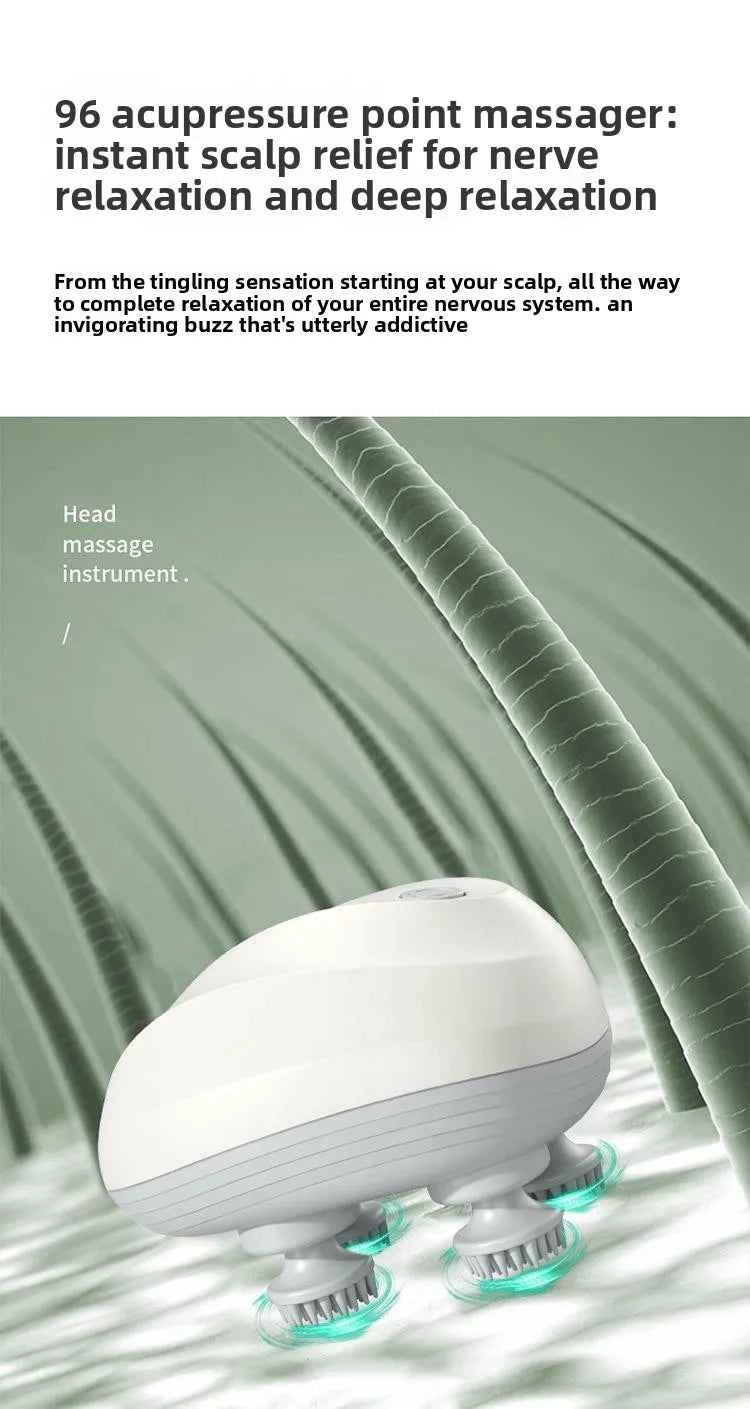 Rechargeable Electric Scalp Massager - Waterproof Handheld Device with 4 Massage Claws for Stress Relief & Relaxation