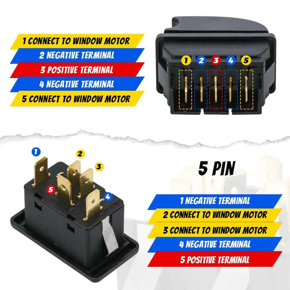Universal DC 12V 20A Car Electric Power Window Control Switch 5-pin ON/OFF Window Regulator Switch Accessories