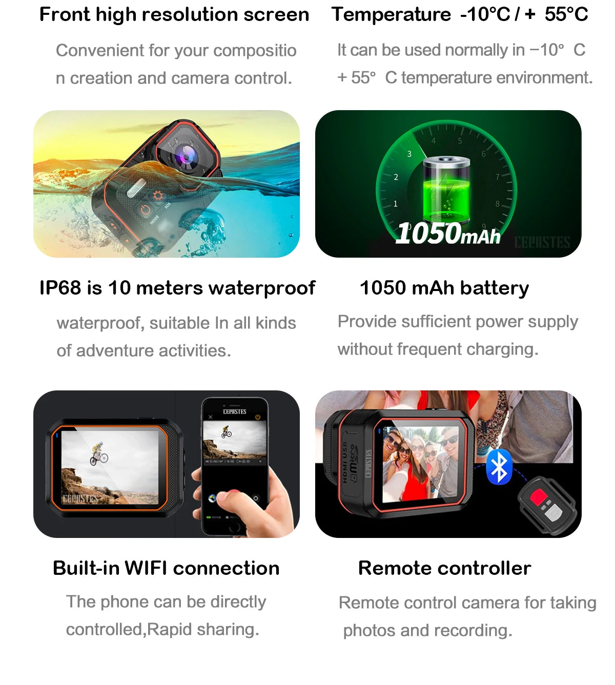 Action Camera 4K60FPS WiFi Anti-shake Action Camera With Remote Control Screen Waterproof Sport Camera drive recorder