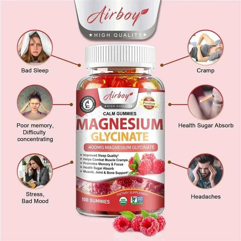 Magnesium Glycinate Gummies - Stress Relief, Sleep Support & Focus - 120 Count