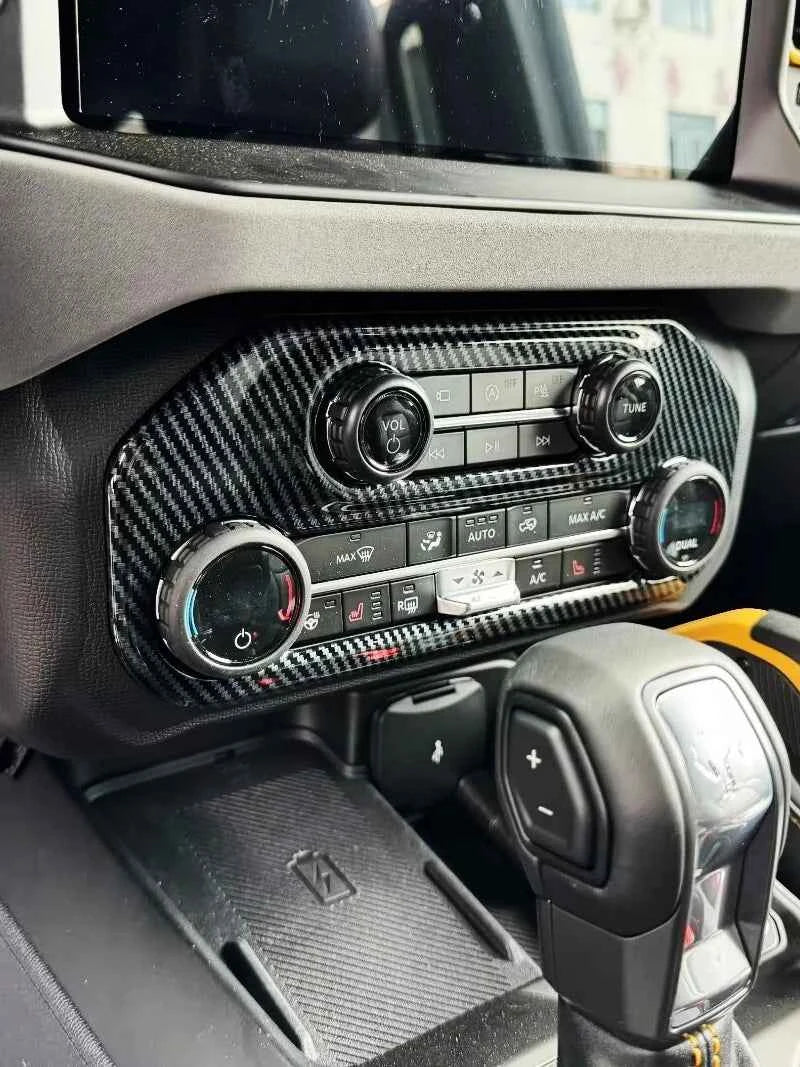 Center Console Air Conditioning Switch Panel Decoration Cover Trim for Ford Bronco 2024 2025 Interior ABS Carbon Fiber
