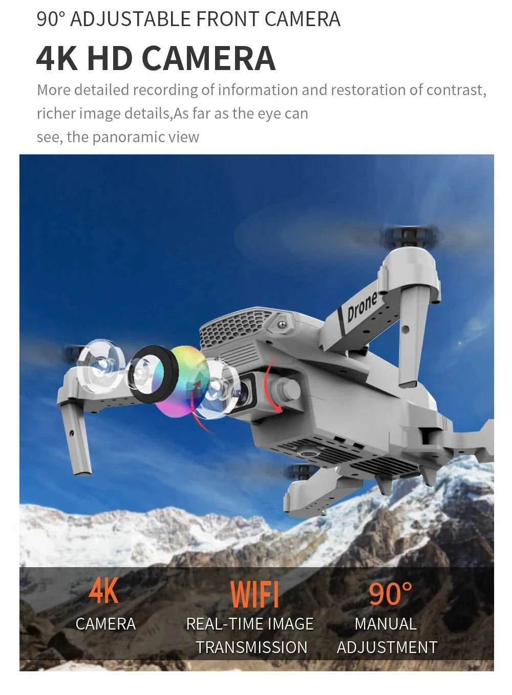 Lenovo New Drone E88 Pro RC 20000M Quadcopter Drone FPV WiFi Foldable With Mod Altitude Resistance 8K Camera Wide-angle Shootin The jack market .AU The jack market .AU Drones $ 78 14:29#B-no-Cam
