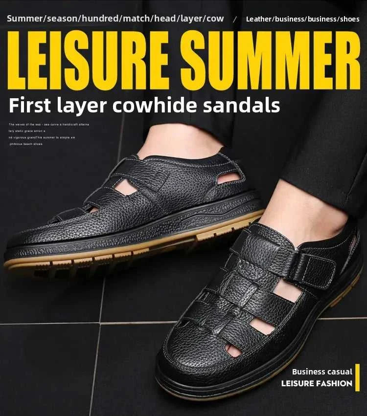 Men's Genuine Leather Sandals Breathable Summer Casual Shoes Soft Bottom Anti-Slip Hollow out Design Comfortable Dad Shoes The jack market .AU The jack market .AU Step Up Your Style: Trendy Shoes for Every Occasion! $ 74 14:193;200000124:200000364