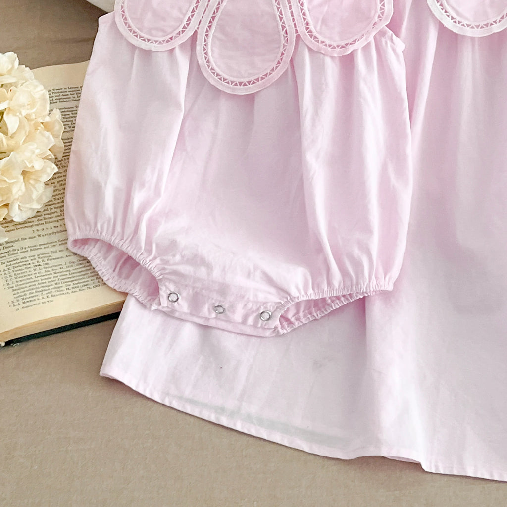 Sisters Dress Summer Kids Princess Dresses Short Sleeved Cotton Solid Color Splicing Infant Baby Romper Baby Girl Party Dress