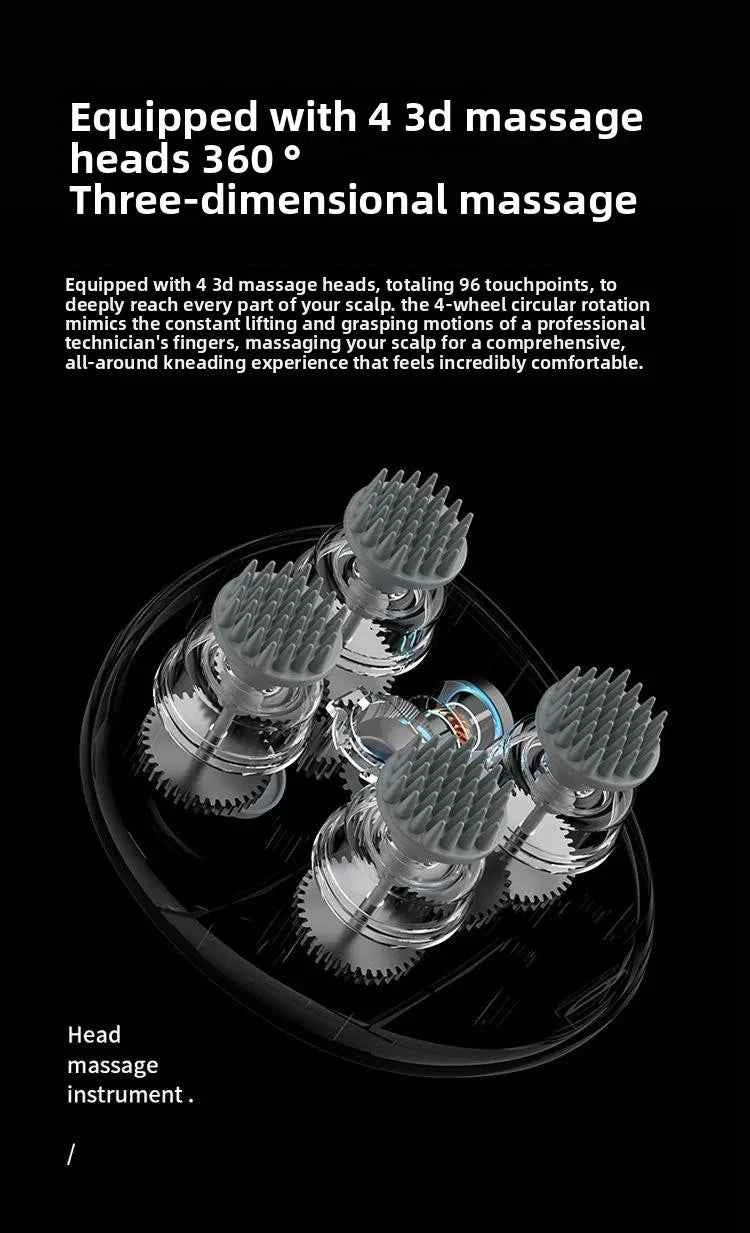 Rechargeable Electric Scalp Massager - Waterproof Handheld Device with 4 Massage Claws for Stress Relief & Relaxation