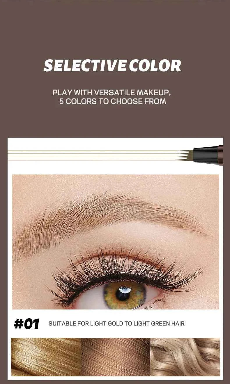 High Quality 24 Hour Four Forks Natural Water Resistant Liquid Eyebrow Pen Makeup Non-Blotting 4-Split Eyebrow Pencil Cosmetics