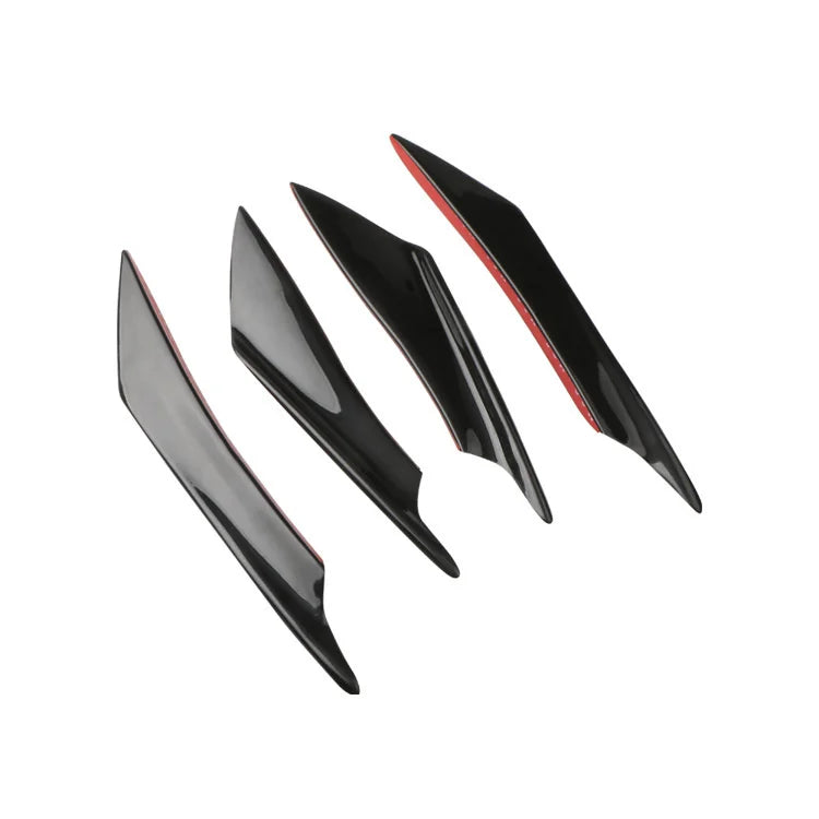 4pcs Universal Car Front Bumper Lip Fin Splitter Body Spoiler Canards Spoiler Car Tuning Canard Decor Black Carbon Fiber