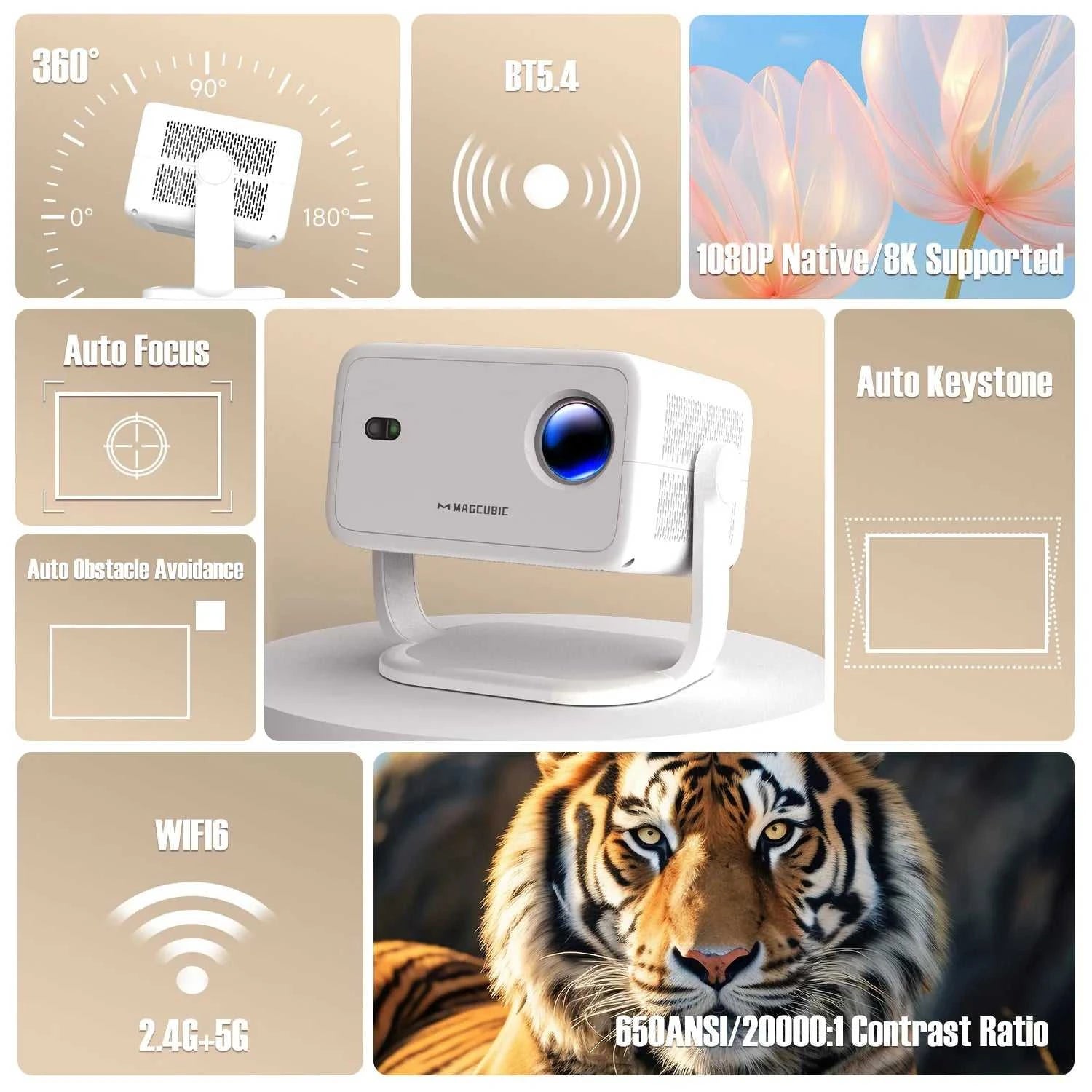 Magcubic 650ANSI 8K Android14 L018 Projector Native 1080P With Auto Keystone Correction Focus Wifi6 BT5.4 Portable Movie Outdoor The jack market .AU The jack market .AU Accessories Electronics $ 193 14:201441169#L018;200007763:201336342;200009209:201447604