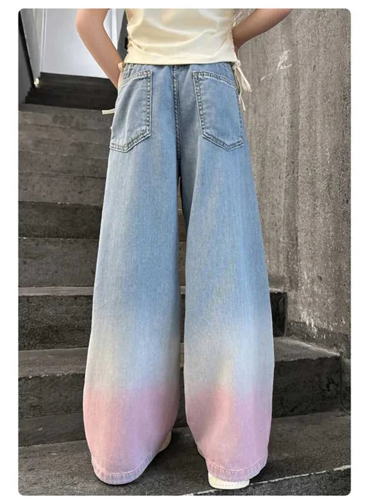 2024 Big Teens Girl Tencel Wide-Leg Jeans Kids Girls Gradient Color Pants Children Outwear Long Trousers Girl Clothing 4-12Years The jack market .AU The jack market .AU Mum & Kids: Essential Products for Every Family $ 48 14:771#model 1;200000463:200004207#150CM