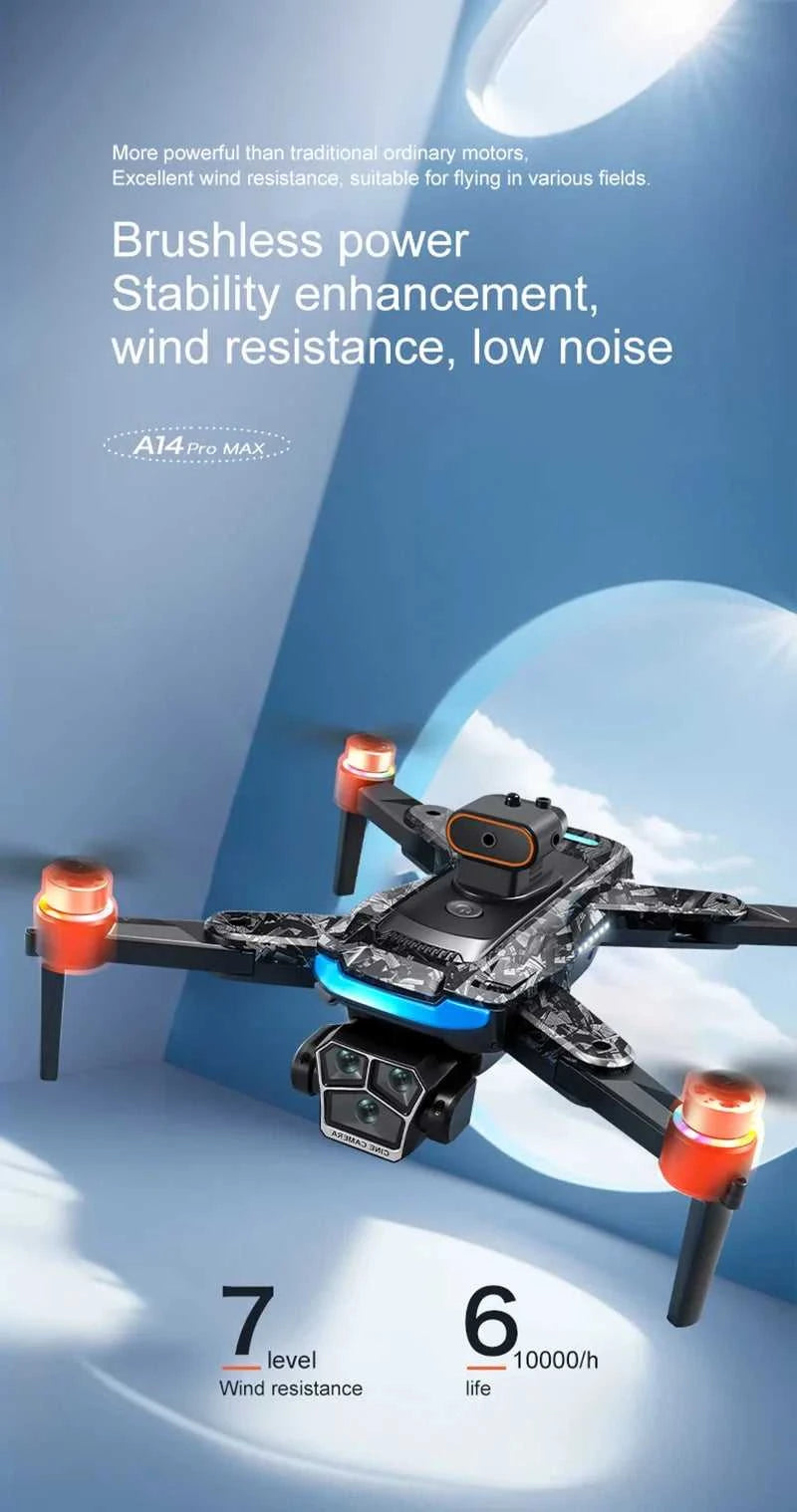Drone A14Pro Max 8K HD Three Camera Brushless Optical Flow Obstacle Avoidance Foldable Quadcopter UAV 4.5-inch Large Screen Toys The jack market .AU The jack market .AU Drones $ 48 14:10#Only Parking Apron