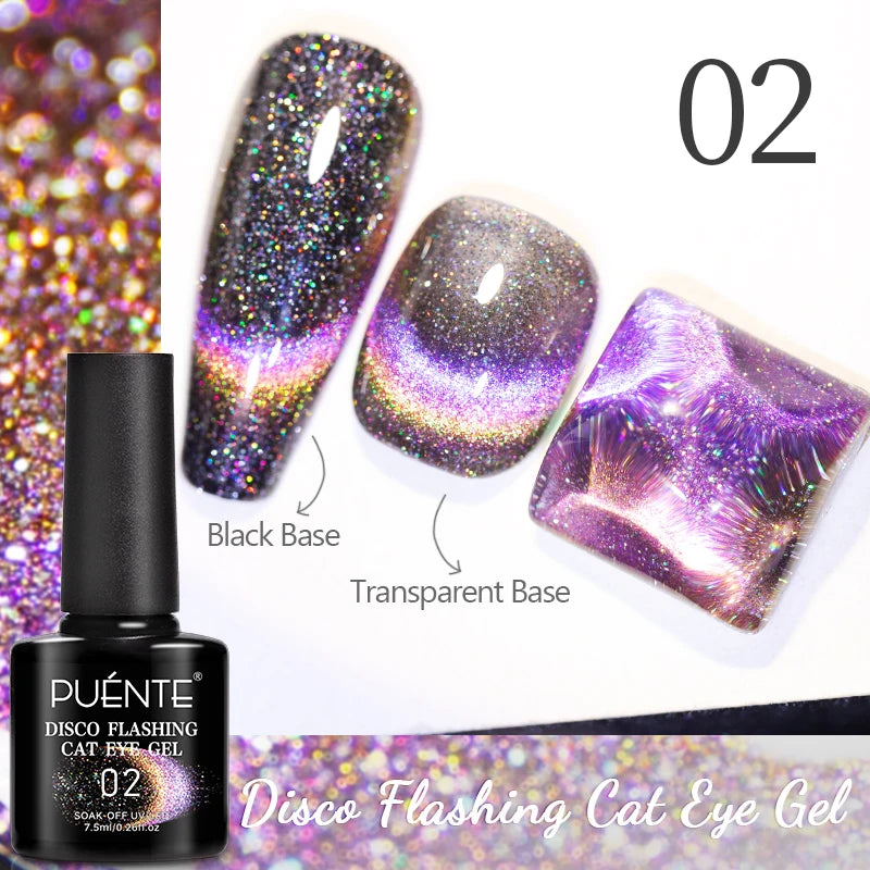 PUENTE Cat Eye Magnetic Gel Nail Polish - Vibrant Starry Galaxy Effect, Soak Off UV, 7.5ML