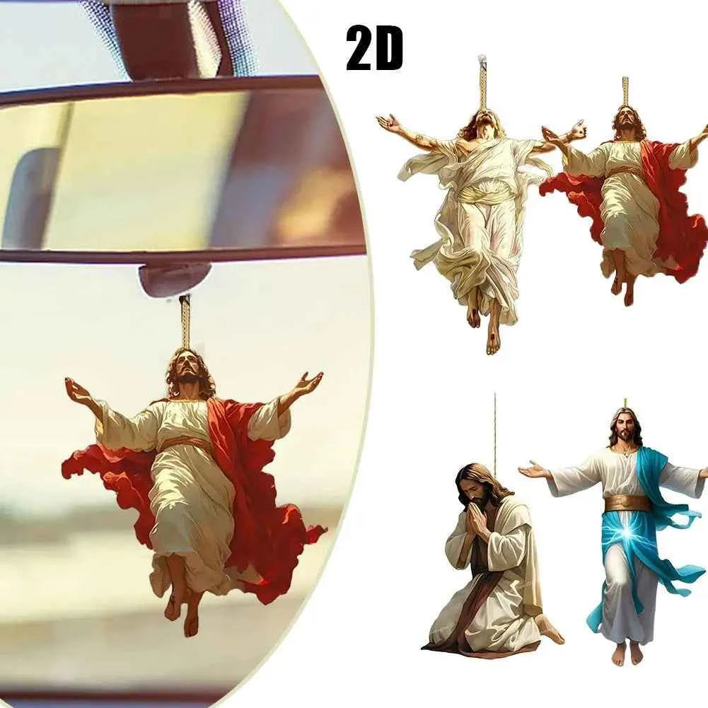 Acrylic Car Ornaments Divine Hanging Ornament, Cross For Car Mirror Hanging Christian Gifts For Men Women Xmas Gifts