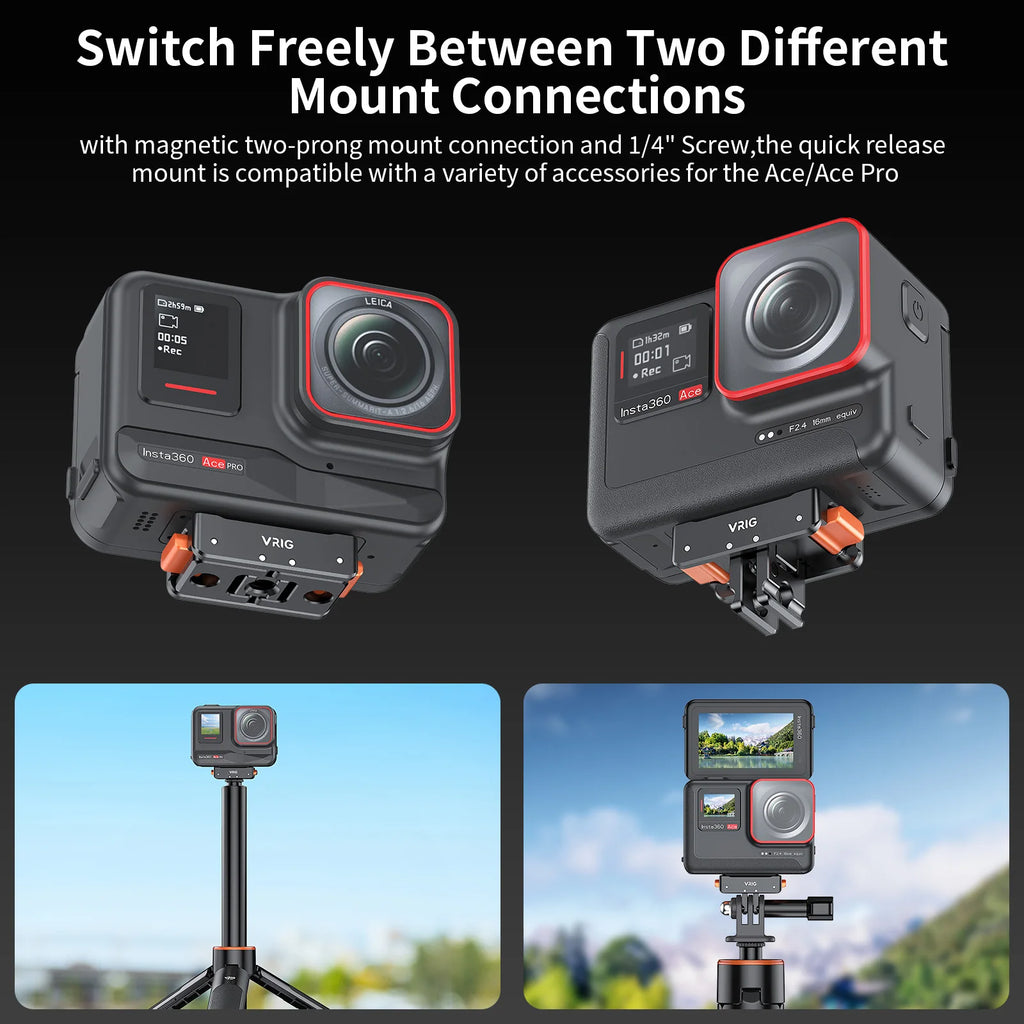 for Insta 360 Ace / Ace Pro / Ace Pro 2 Sports Camera Aluminum Quick Release Mount Magnetic Adapter Mount Accessories