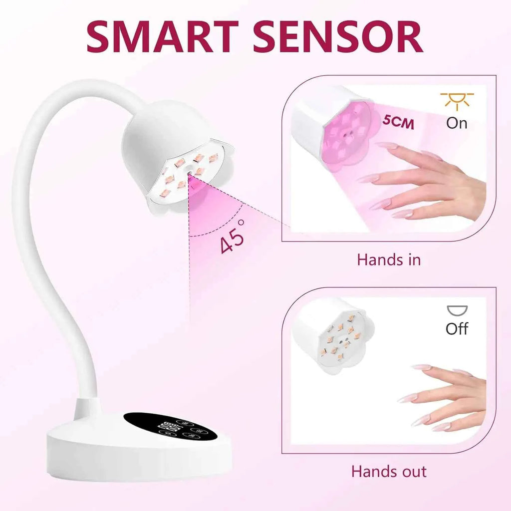 Makartt Mini UV LED Nail Lamp - Rechargeable & Fast-Curing Gooseneck Design for Perfect Gel Nails at Home