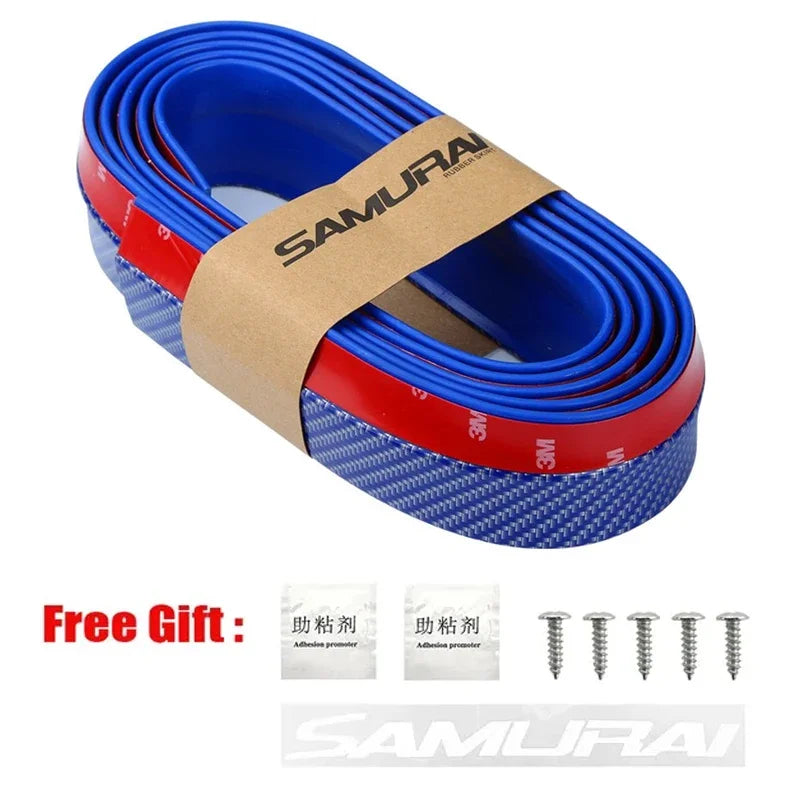 2.5M Car Front Bumper Lip Protector Carbon Fiber Rubber Splitter Chin Spoiler Side Skirt Rubber Anti Scratch Protector Body Kit