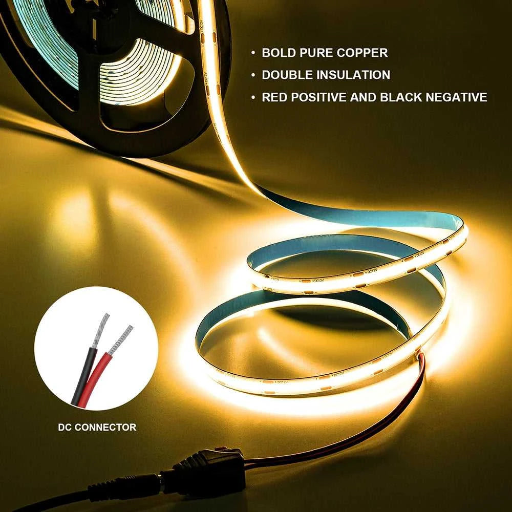 10m COB LED Strip 8/10mm 336 480 528 LED High Density Flexible FOB COB Strips RA90 2700k to 6000k White Linear Dimmable 12 24V The jack market .AU The jack market .AU Home $ 77 136:203324810#4000K Natural White;249:200006307#12v 480 leds;380:200746124
