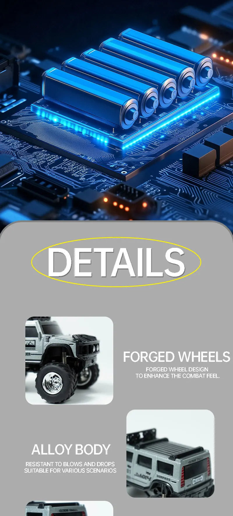 1/64 RC Car Mini HG4-221 Off-Road Vehicle Simulation Hummer 2.4G Remote Control Climbing Car with APP Lights Control Gifts Toys