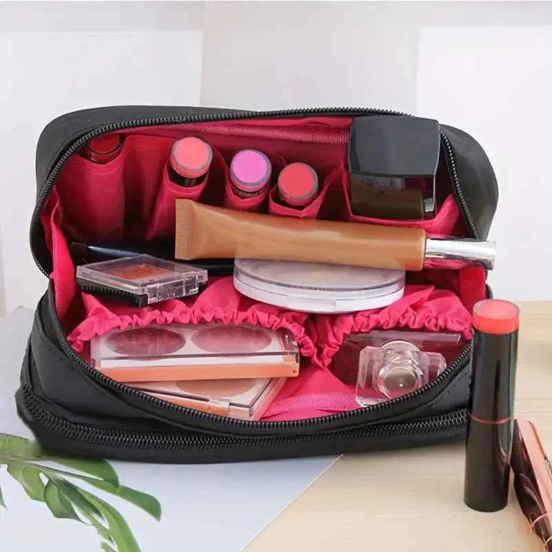 Large Capacity Makeup Brushes Storage Bag Double-Zipper Comestic Tools Organizer Wide-open Vertical Free-Standing Brush Holder