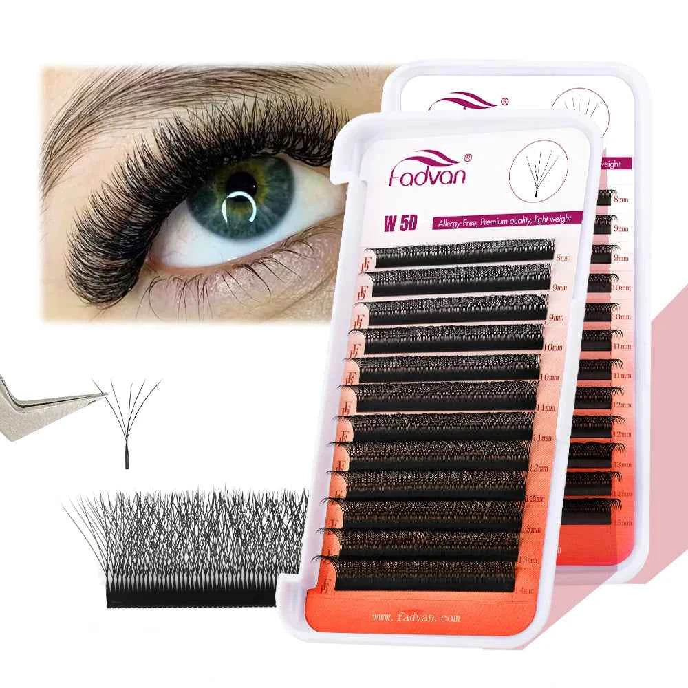 FADVAN W Shape 5D Cluster Lashes - 10Pcs Soft Natural Eyelash Extensions, 0.07mm, Perfect for Professionals