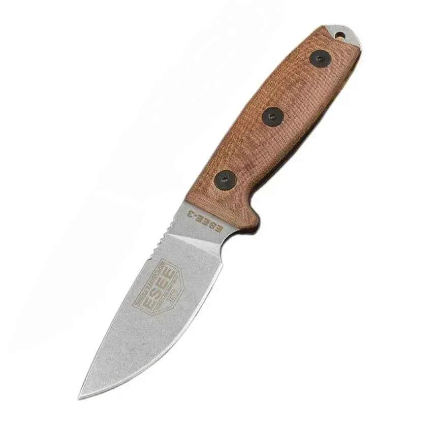 ESEE-3 Hunting Fixed Blade Knife with Sheath 9Cr18Mov Blade G10 Handle Portable Survival Outdoor Knife Cutting Tactical Knife