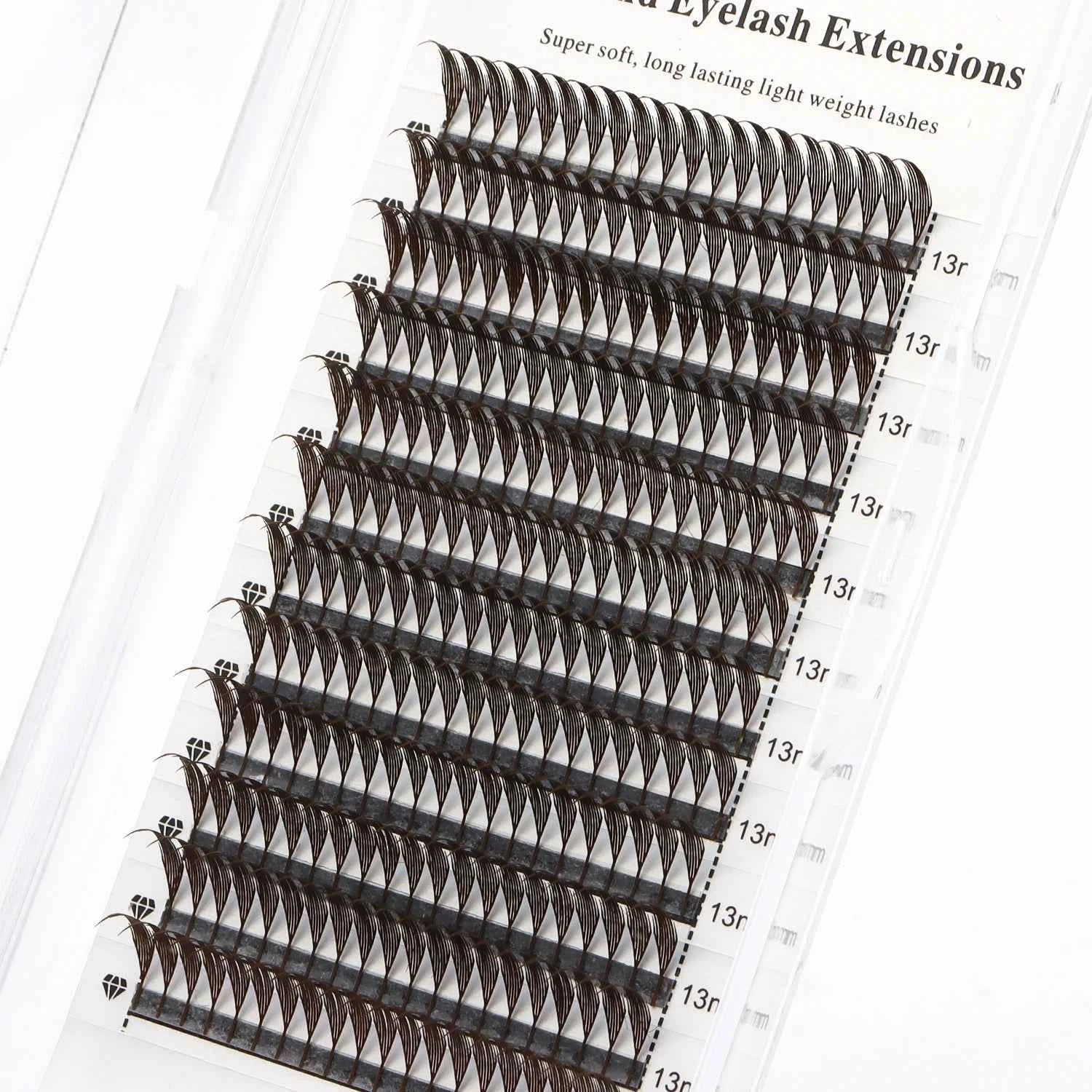 XIUSUZAKI Premade Fans Eyelash Extensions - Brown Comic Spire Automatic Flowering Volume Lashes