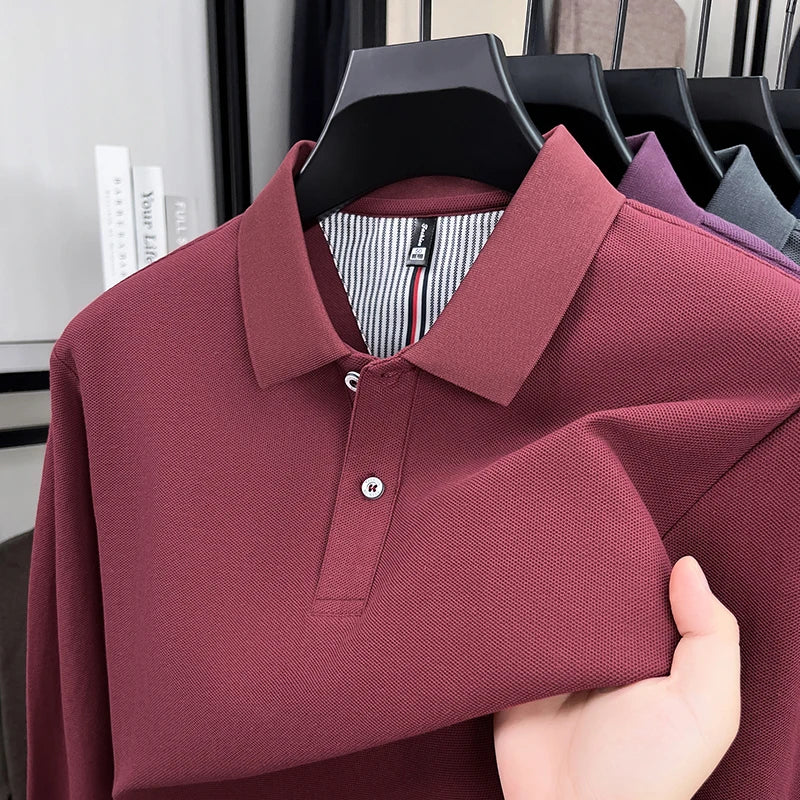 100% cotton luxury fashion spring and autumn new hot selling exquisite long sleeved men's business casual comfortable polo shirt