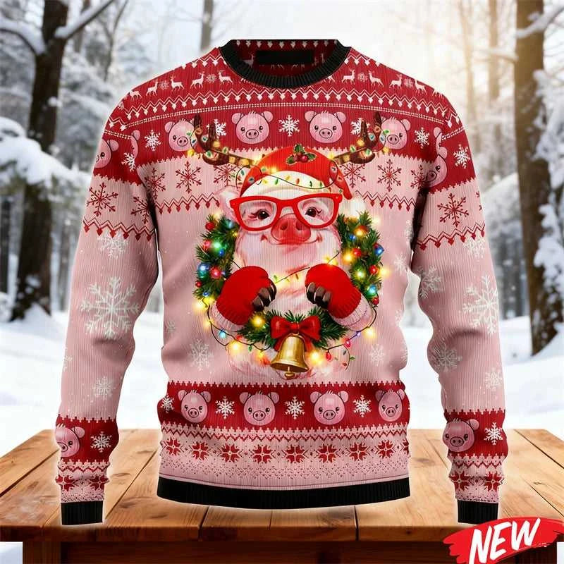 2026 Ugly Christmas Sweater For Men Cute Animal Pig Pattern Oversized Sweatshirt Family New Year Holiday Round Neck Hoodie The jack market .AU The jack market .AU Men Fashion $ 40 14:365458#Swea-ZXA68967;5:100014065
