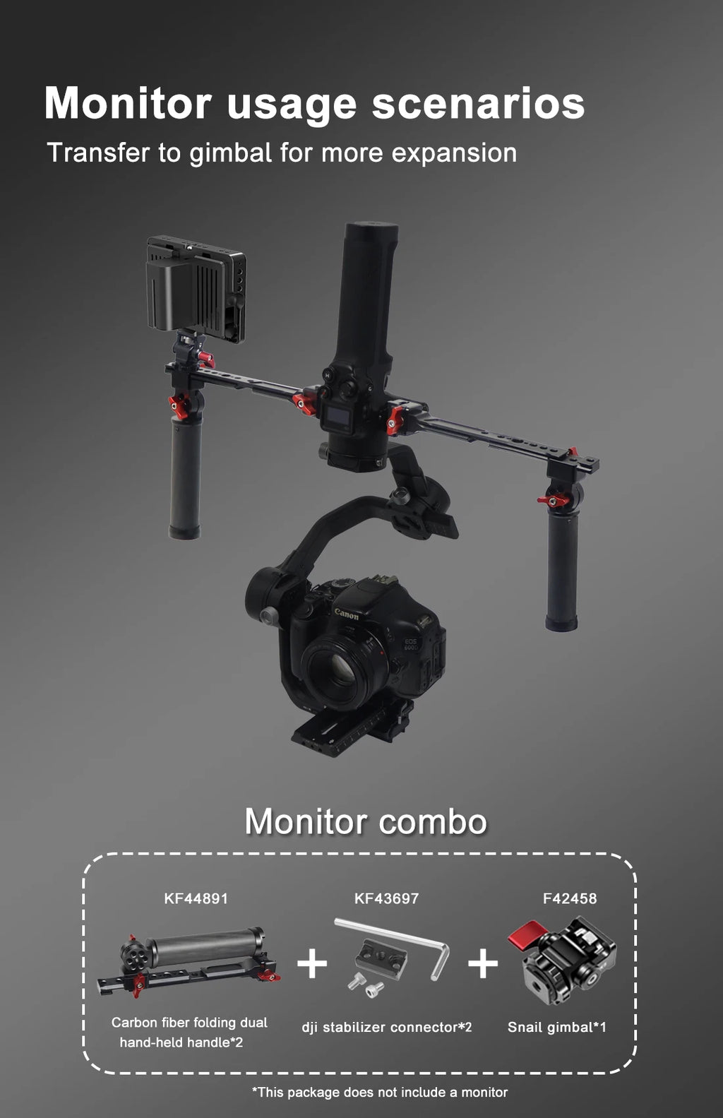 Carbon Fiber L Bracket Handle Grip Foldable Cold Shoe Mount Clamp for DJI Ronin RS3 RS4 Mini RS2 RSC2 Handheld Gimbal Stabilizer