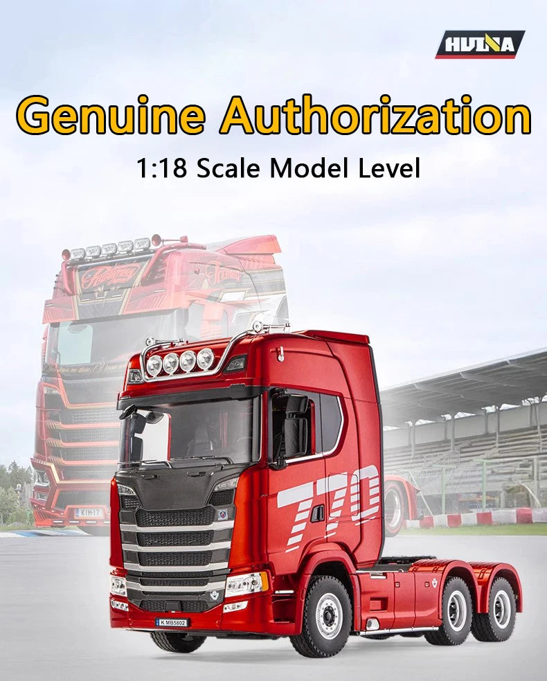 HUINA 1501 1/18 RC Truck 19CH 770S Alloy Tractor 2.4G remote control Engineering Trailer Truck with Light and Sound Toys for Kid
