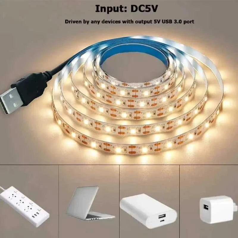 5V USB LED Strip Light Flexible Cuttable Light with Adhesive White/Warm White for TV Backlight Cabinet Bedroom Home Decoration The jack market .AU The jack market .AU Home $ 49 136:200003939#White;380:201441007