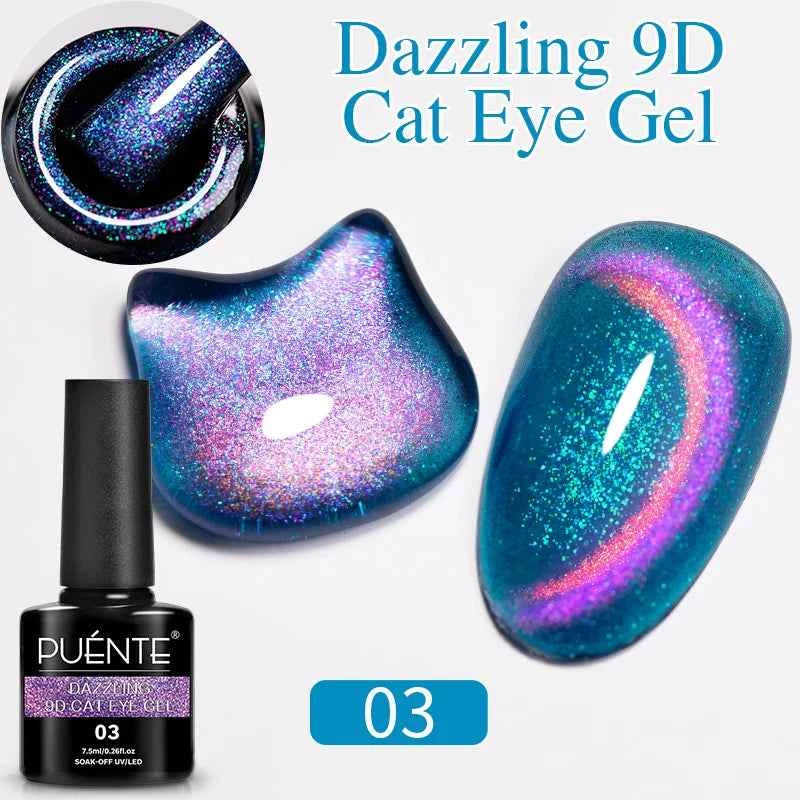 PUENTE Cat Eye Magnetic Gel Nail Polish - Vibrant Starry Galaxy Effect, Soak Off UV, 7.5ML