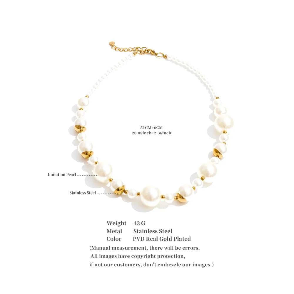 Yhpup New Arrivals Simulated Pearls Resin Acrylic Round Beads Chain Handmade Necklace Stainless Steel Trendy Jewelry Waterproof The jack market .AU The jack market .AU $ 54 200001034:2604813136#YH6980A Amber
