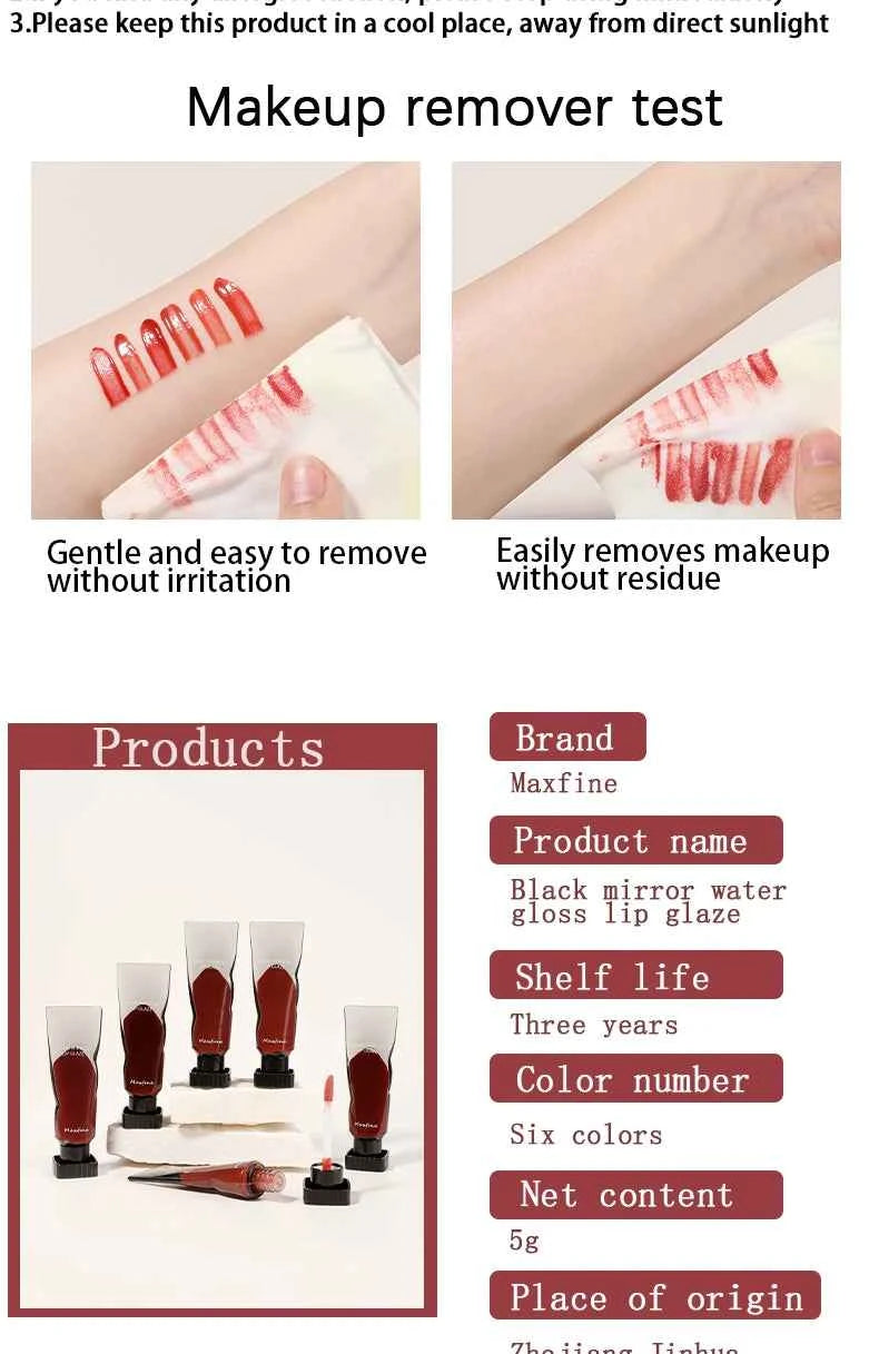 Aqua Mirror Lip Glaze Moisturizing Non Sticky Easy To Color Fast Film Long Lasting Full Lips Must Have For Beginners And Student