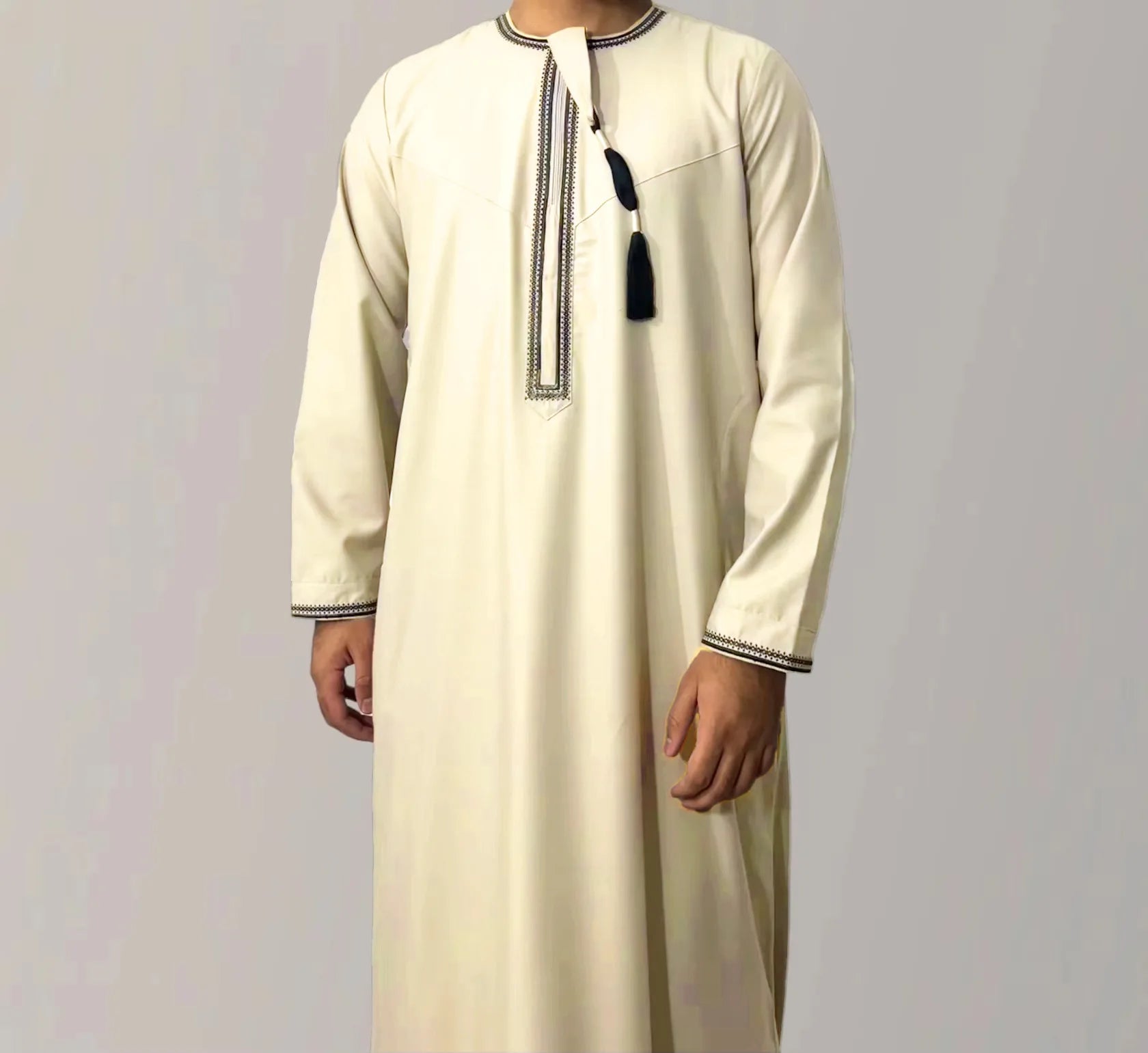 New 2026 Men's Muslim Abayas Dress Long-sleeved Pullover Kaftan Robe Men Jubba Thobe Pakistan Saudi Arab Caftan Islamic Clothing
