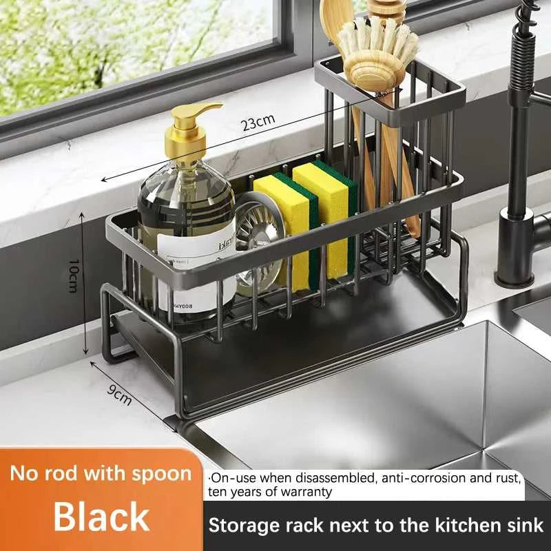 Stainless Steel Sink Sponge Drain Rack Multi-functional Countertop Faucet Soap Rack Dish Towel Storage Filter Basket The jack market .AU The jack market .AU Home $ 67 14:201527806#black-3