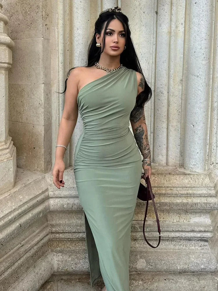 Women's Off-Shoulder Backless Maxi Dress – Slim Fit Club Party Dress