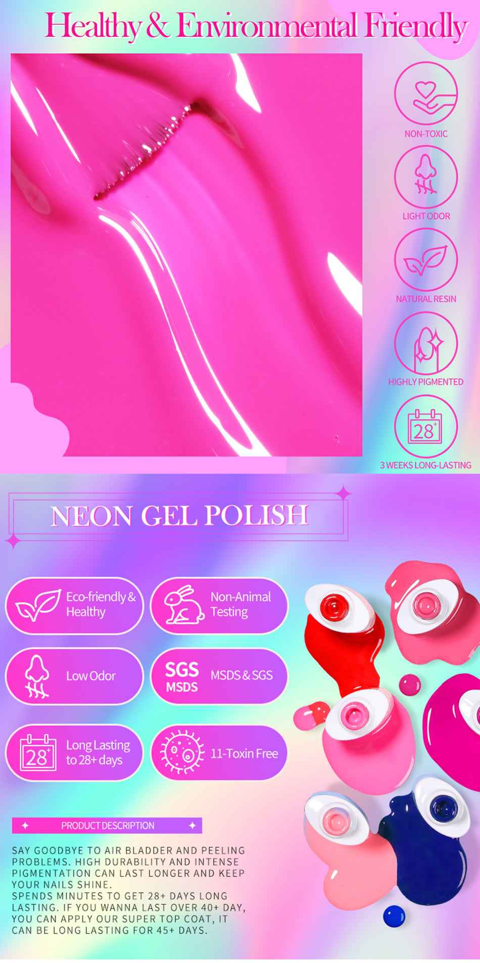 BORN PRETTY Neon Red Gel Nail Polish Yellow Green Summer Color Semi Permanent Varnish 10ml Soak Off UV LED Nail Art Manicure