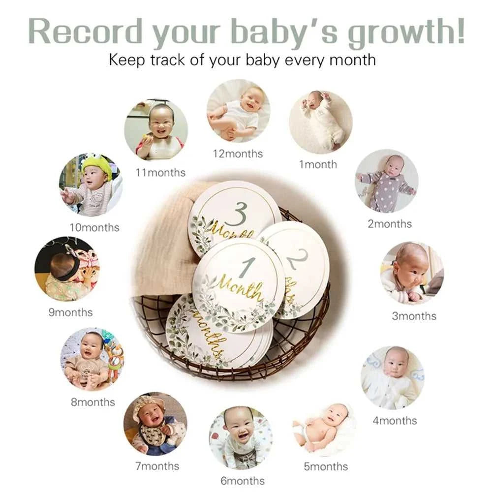 Baby Bear Milestone Number Monthly Memorial Cards Newborn Birthday Gifts Souvenir Newborn Birth Photo Photography Accessories