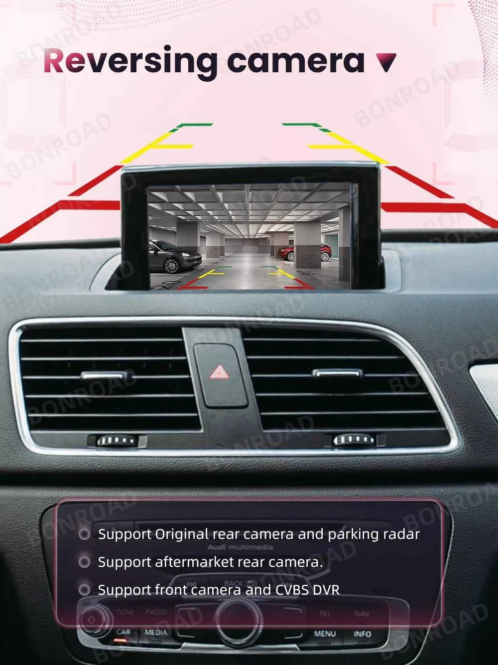 BONROAD Wireless CarPlay Android Auto Interface Adapter for Audi A1 Q3 2013-2018 RMC HNR with AirPlay Mirror Link