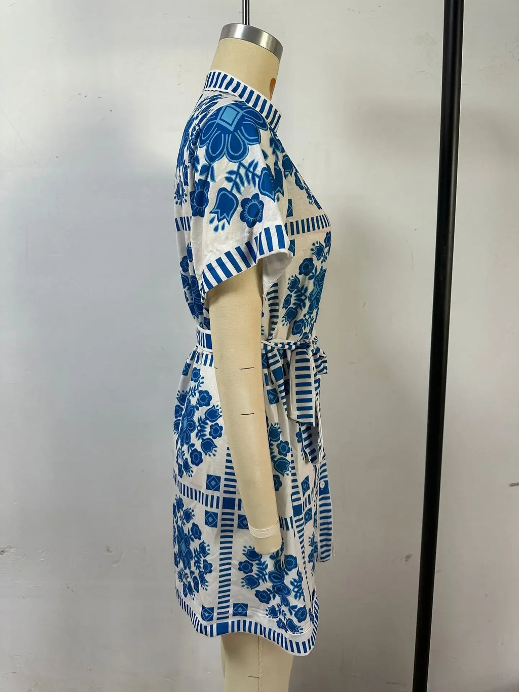 Fashionable Printed Belted Casual Women's Dress Summer Style Cross-Border Clothing Elegant Simple Design Maxi Length Gown