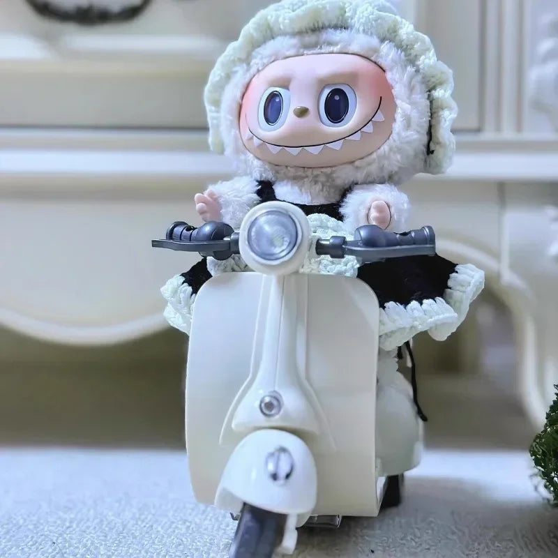 New Mini Electric Motorcycle Toy For Labubu Doll Accessories Fun Cute Doll Toys With Lights And Music Rotating Miniature Gift