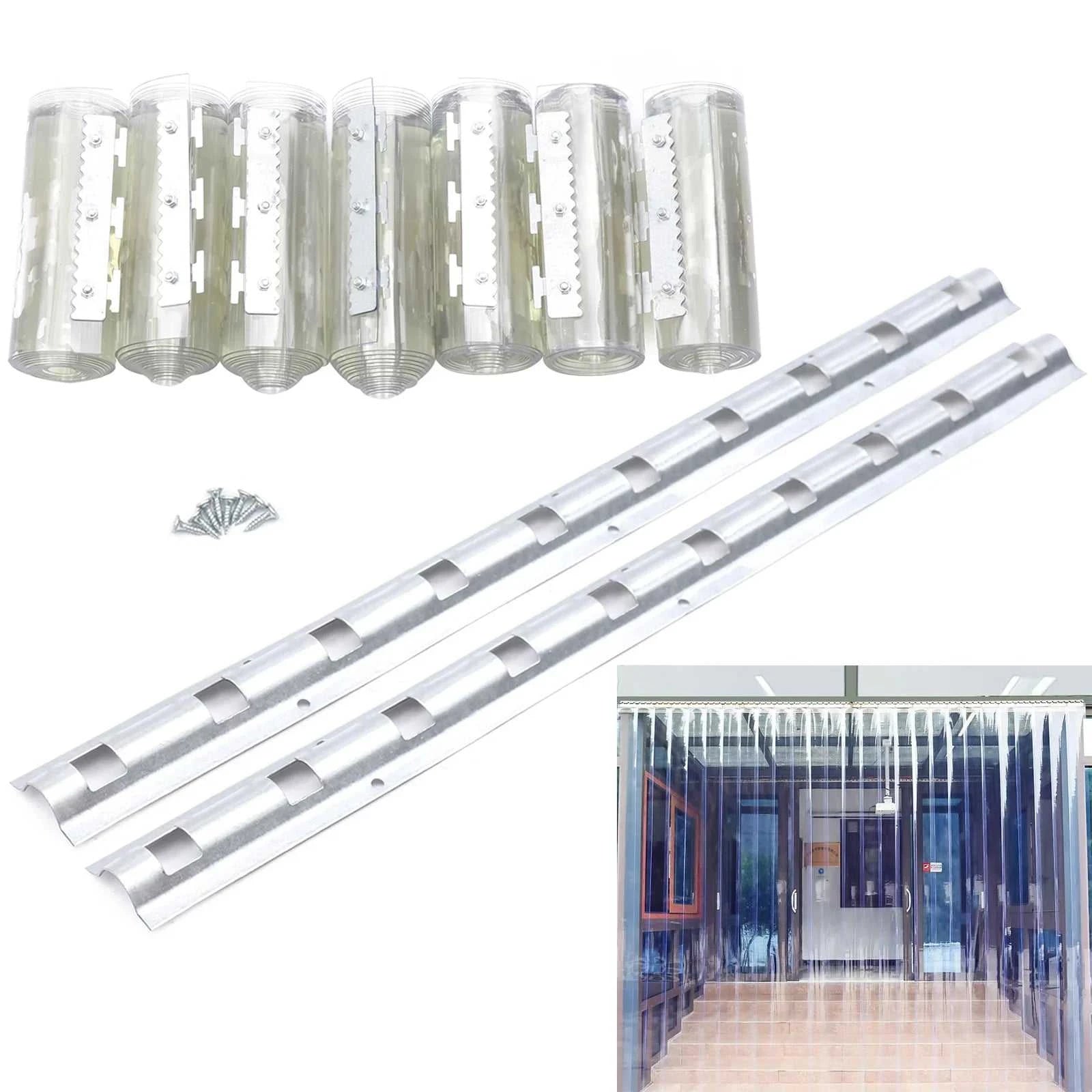 7Pcs PVC Strip Curtains,200x105cm Transparent Soft Door Strips Screen 2mm Thick Windproof Waterproof Antistatic Door Curtain Kit The jack market .AU The jack market .AU Home $ 112 14:618;200007763:201336101