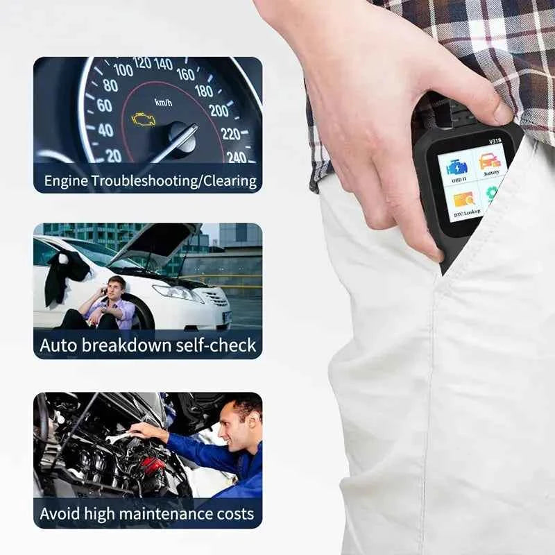1 PC V318 Automobile Fault Diagnosis Instrument Engine Tester Scanner Reading Card Battery Detection Obd2