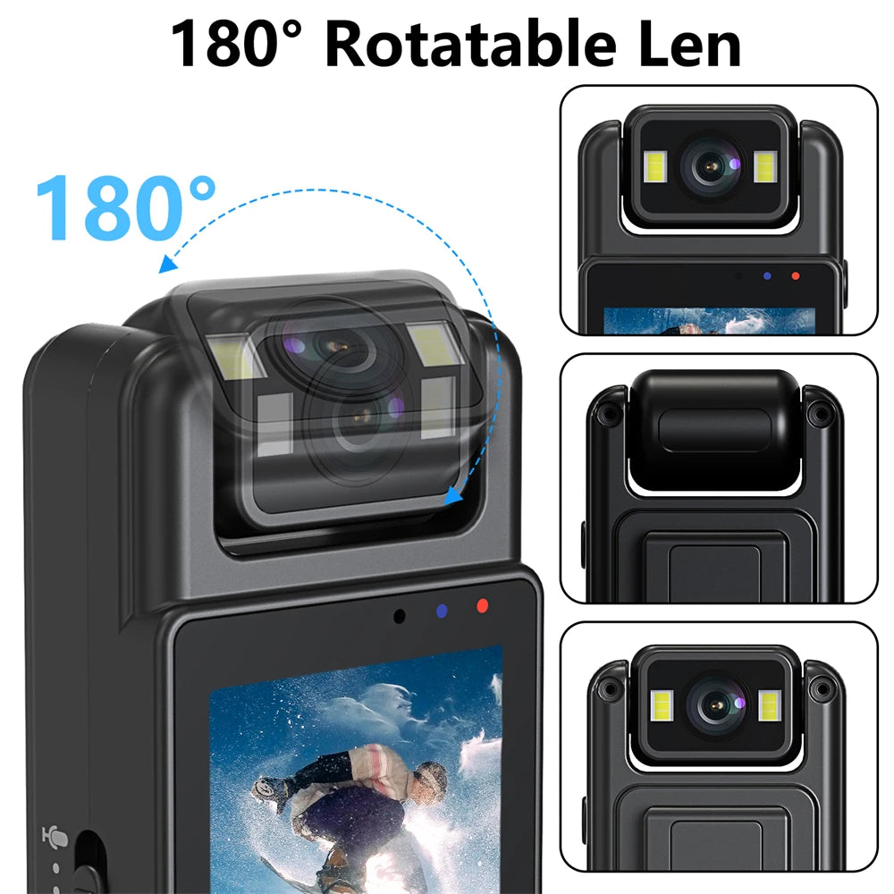 HD Wifi Mini Camera 1080P Portable Digital Video Recorder Body Camera Infrared Night Vision Police Camera with Screen Display