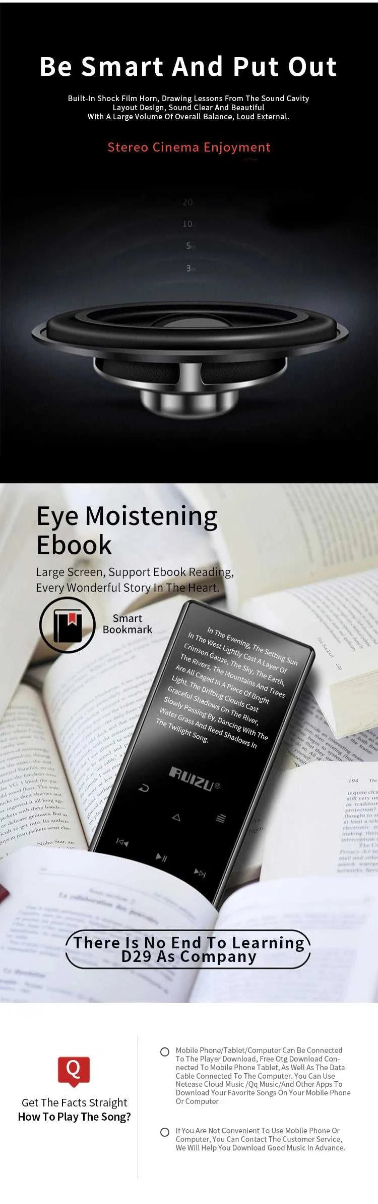 Bluetooth Music MP3 RUIZU D29 MP3 Player Portable Audio 8GB Music Player with Built-in Speaker Support FM,Recording,E-Book The jack market .AU The jack market .AU Accessories Electronics $ 85 14:193#blk;200001303:3860