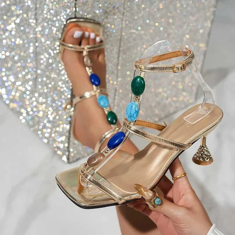 Bohemian Style Fashion Colour Gem High Heels Sandals Women Gold Ankle Strap Gladiator Sandals Woman Summer Wedding Party Shoes The jack market .AU The jack market .AU Step Up Your Style: Trendy Shoes for Every Occasion! $ 70 14:350850;200000124:200000337